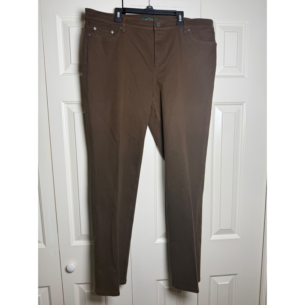 Lauren Ralph Lauren Brown Slim Leg Jeans Womens 16W Cotton Blend Stretch Pants - Picture 7 of 10